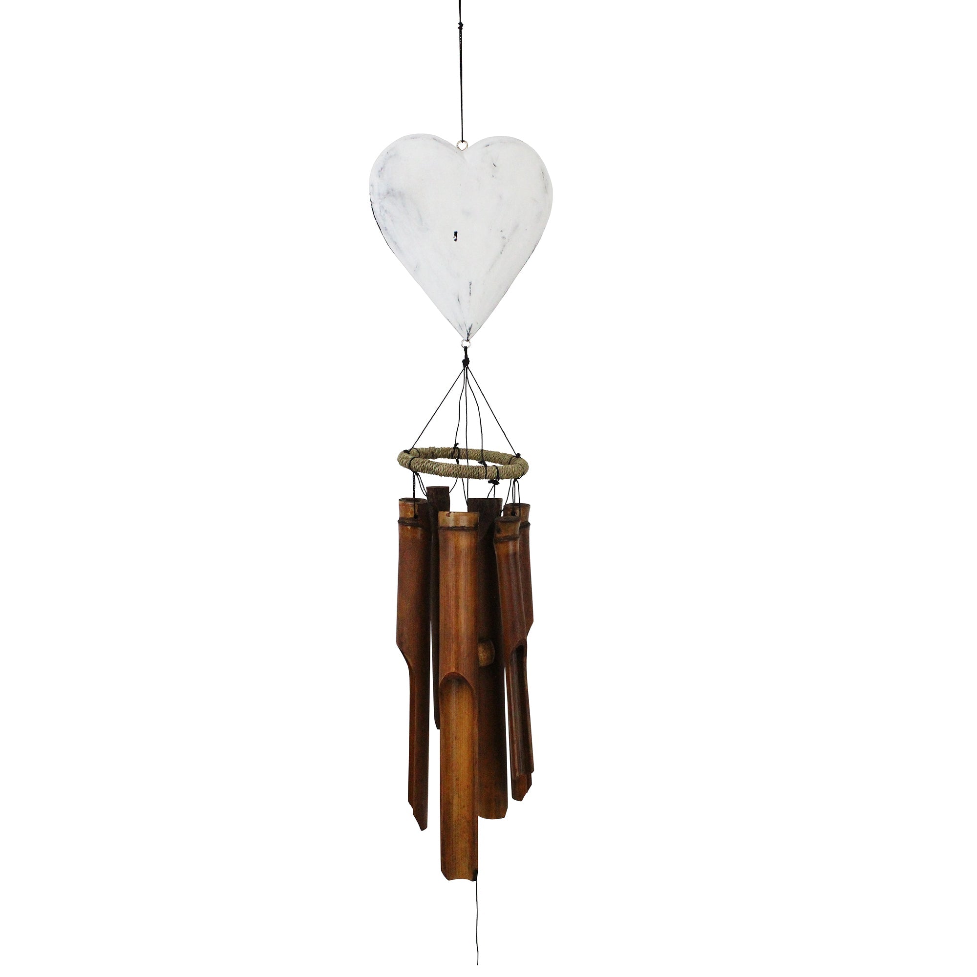 6" White Heart Bamboo Wind Chime
