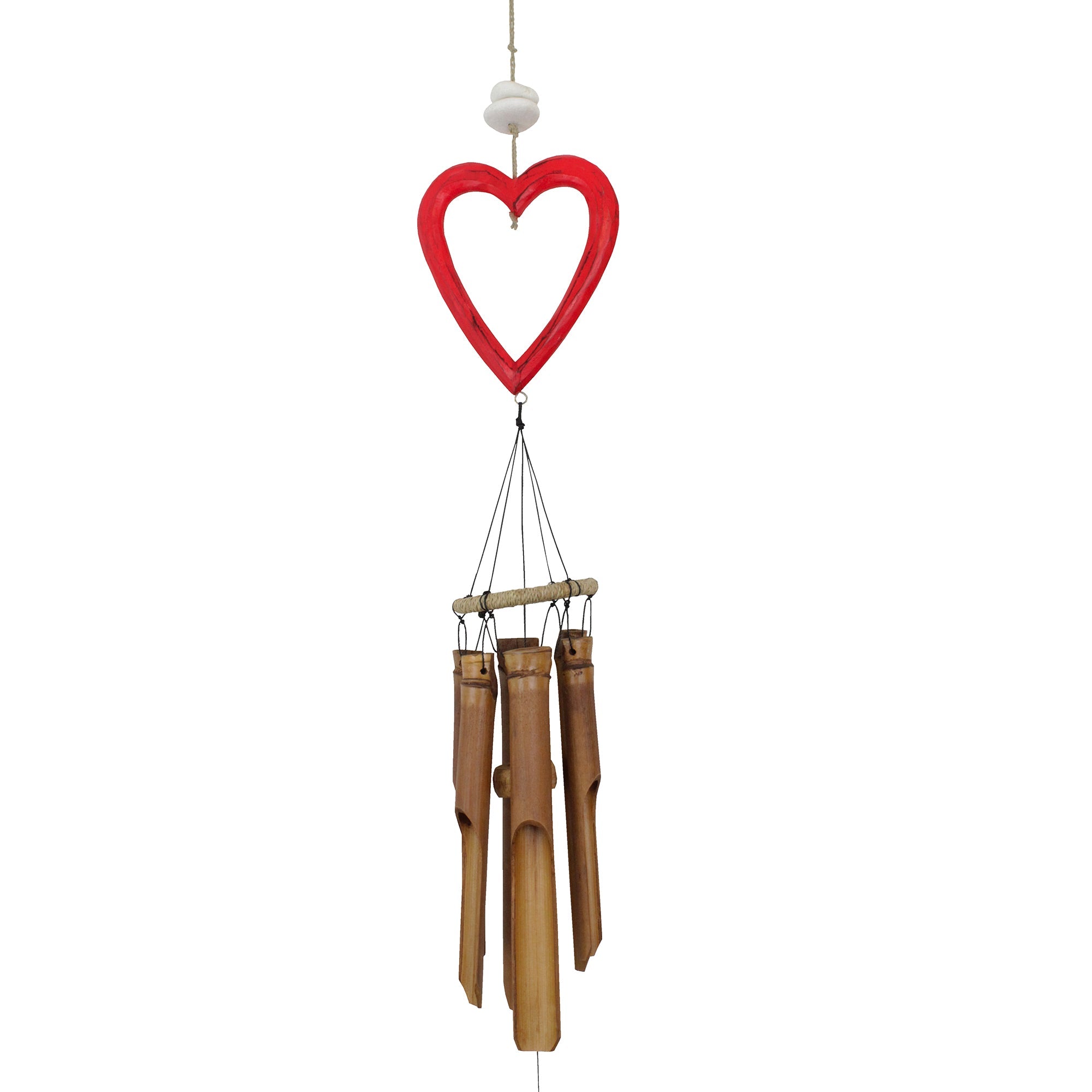 Hollow Red Heart Bamboo Wind chime