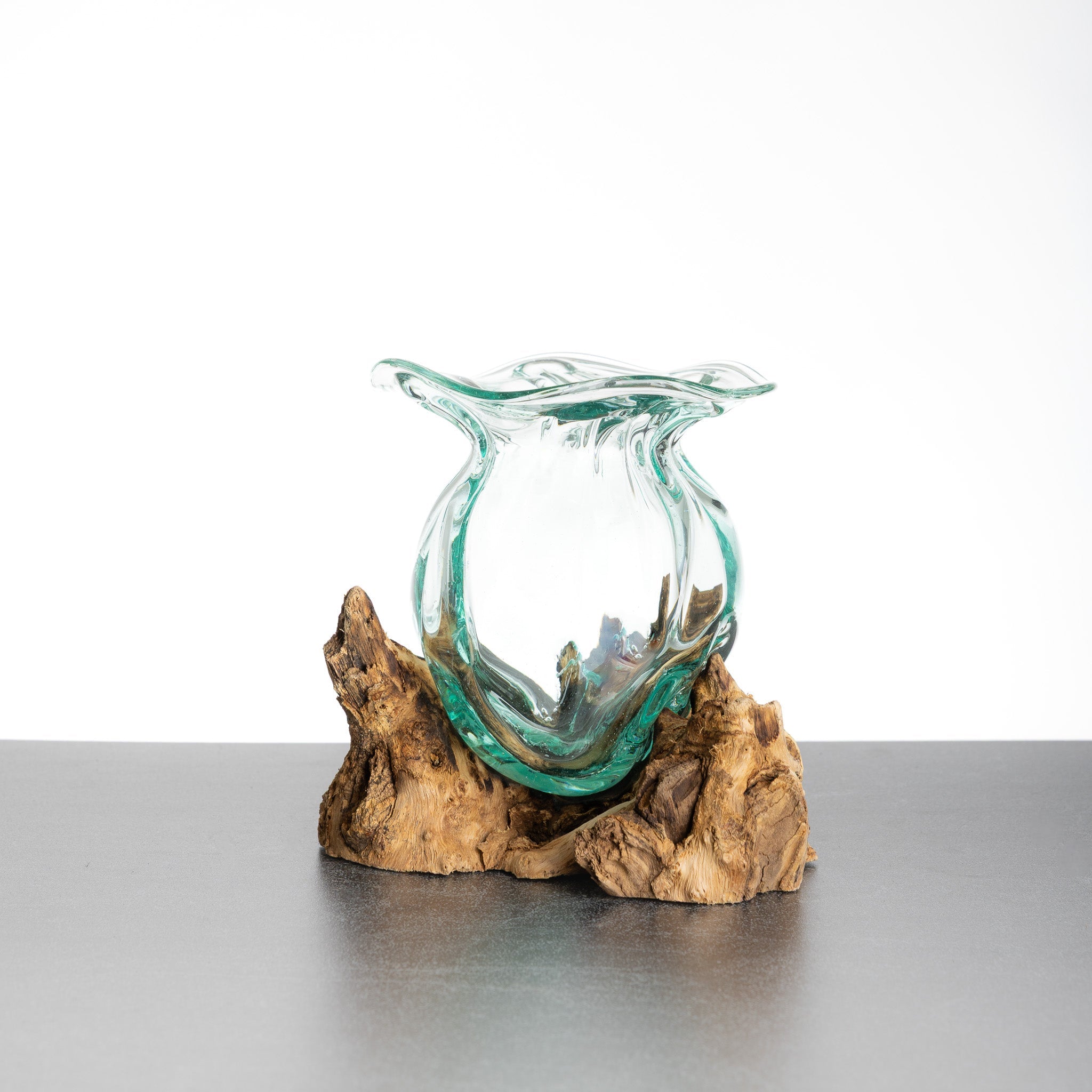Lotus Glass Vessel on Gamal Root Base