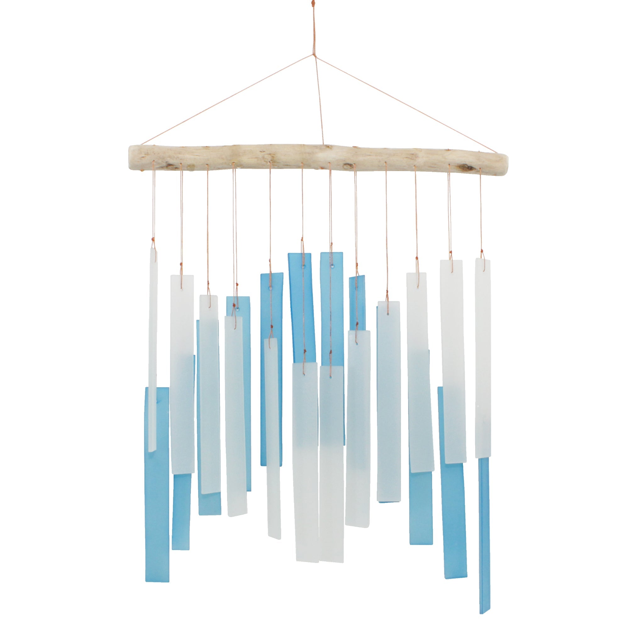 Skyline Tumbled Glass Wind Chime - Light Blue & White