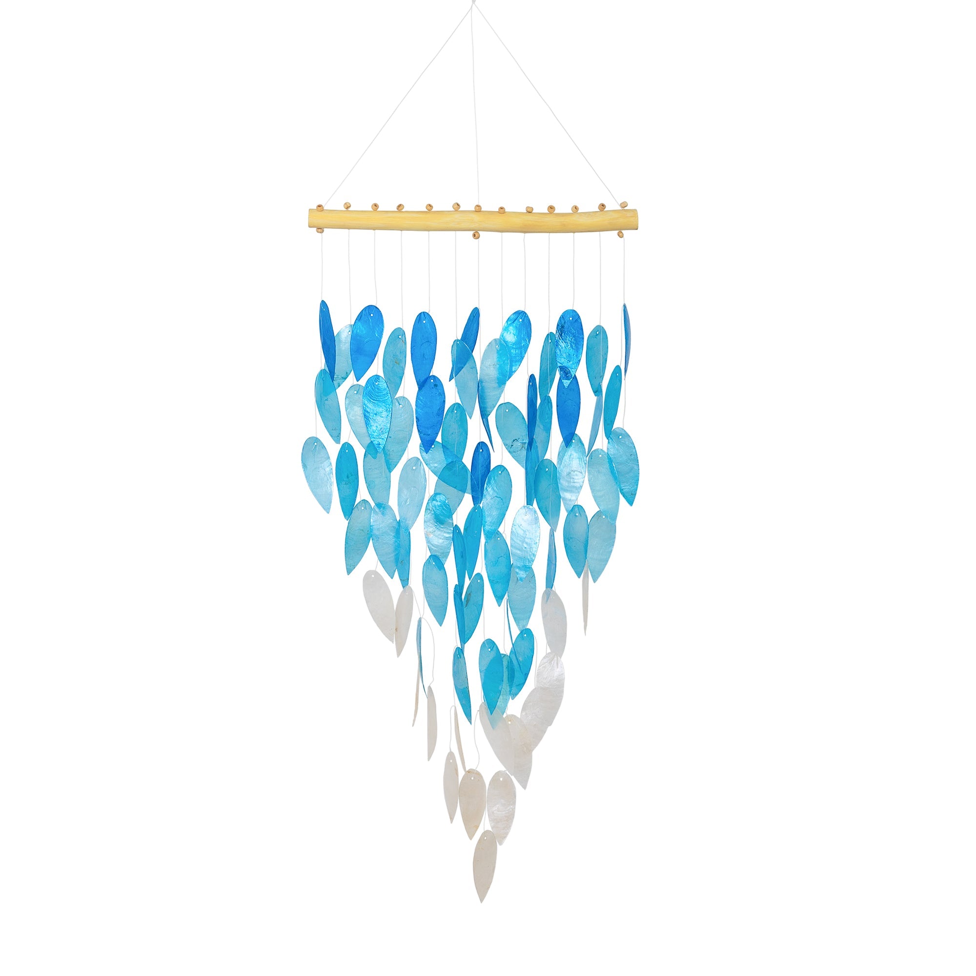 Simple Leaf Capiz Wind Chime-Blue