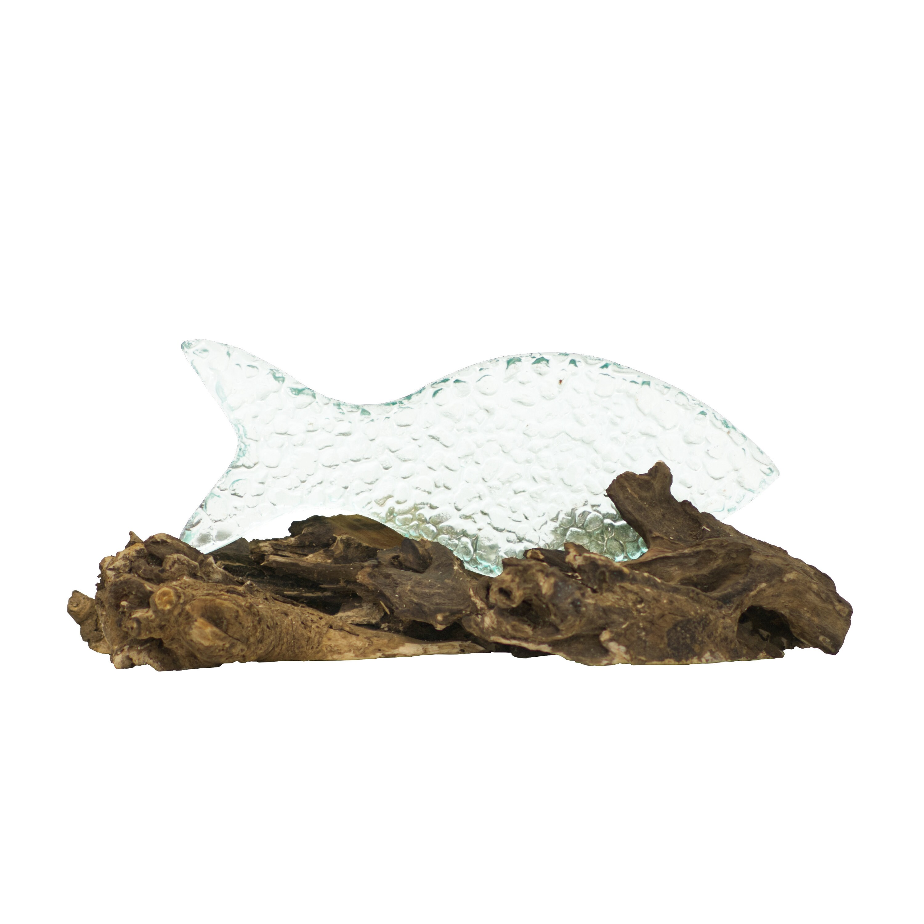 Decorative Glass Fish on Gamal Wood