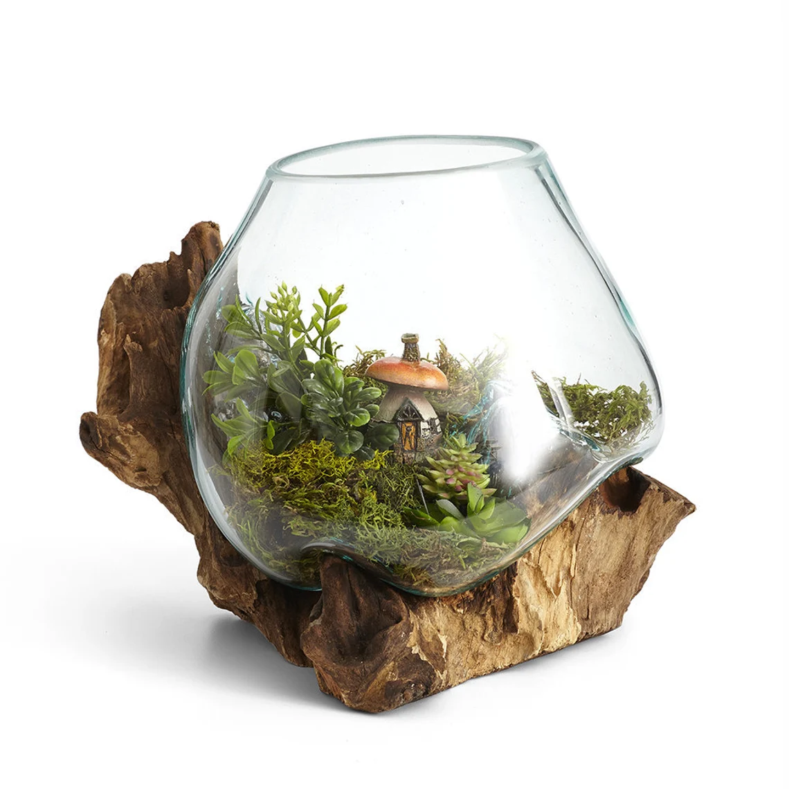 Molten Glass Bowl on Gamal Wood Base